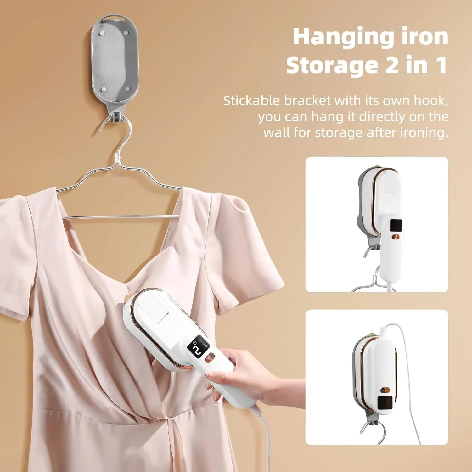 Travel Steamer Iron for Clothes - 1200W Handheld Size Portable Travel Steamer, 5 Steam Levels Clothes Steamer with LCD Screen