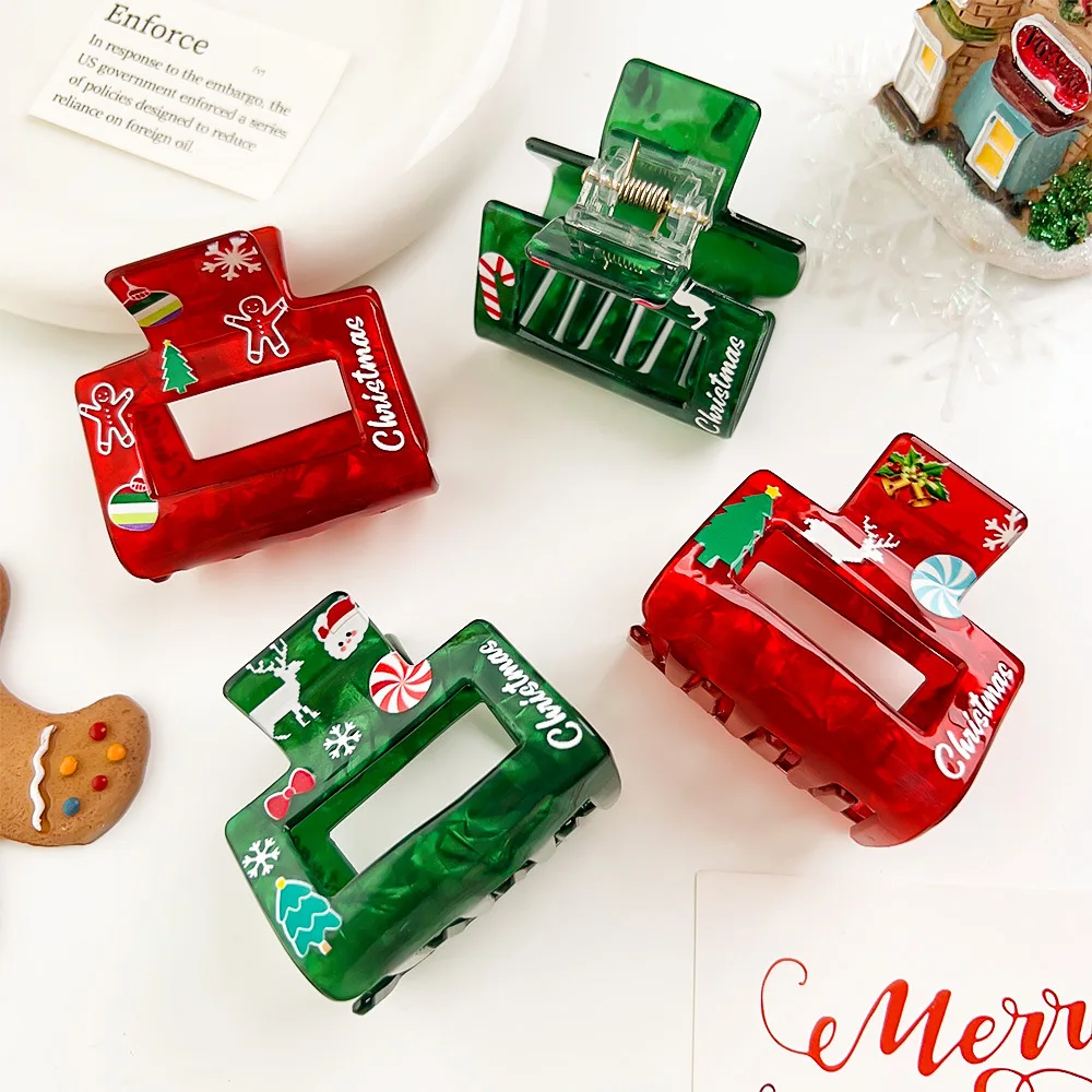 Children Christmas Santa Claus Hair Claw Clip Girl Cartoon Elk Snowflake Fancy Hairpins Festival Hair Accessories New Year Gifts