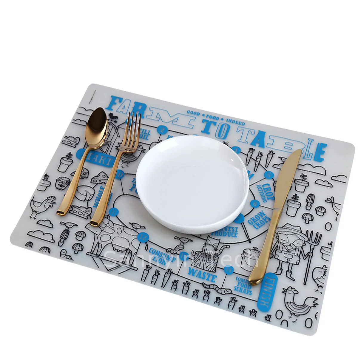 
Eco-Friendly washable Erase Customized design for baby drawing and Kitchen silicone Placemat with Marker 