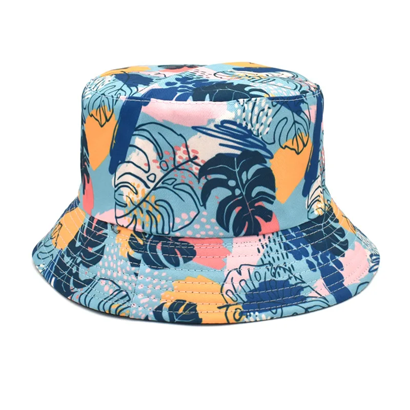 2022 Summer Fashion Cotton Reversible Bucket Hat Custom Print Floral Caps Tropical Hats With Custom Logo With Custom Logo For Ho