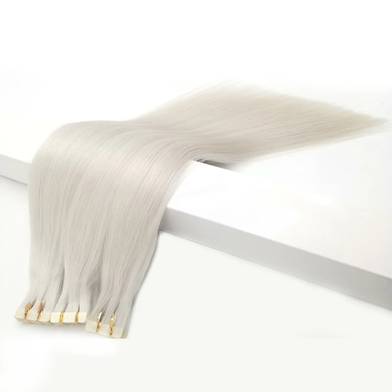USA European Best Wholesale Price 100% Human Hair Blue White invisible Tape in Double Drawn Remy Tape Hair Extension