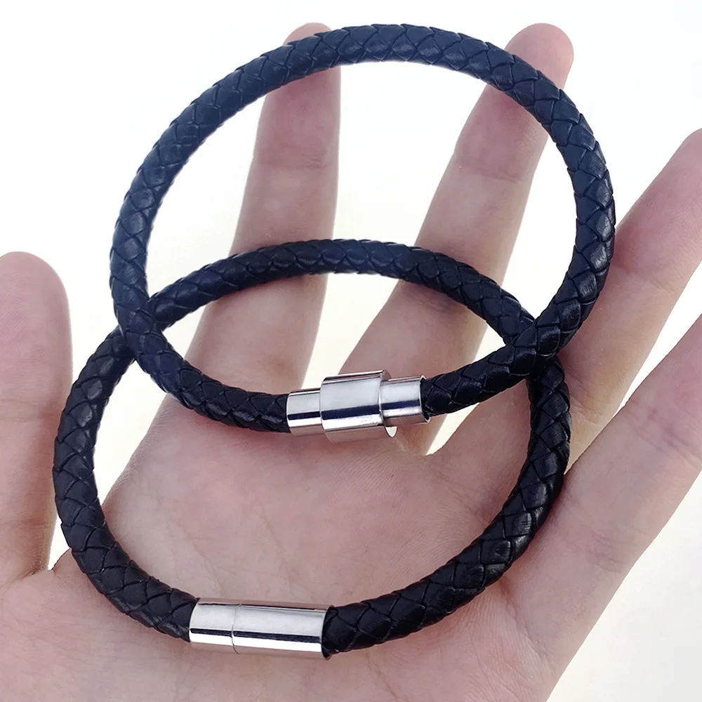 Women Bracelets Leather And Stainless Steel Cord Wrap Bracelet 2023 Or Men Jewelry Couple Bracelet