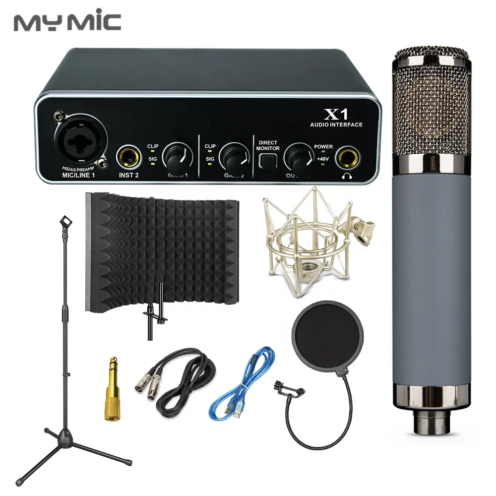 ME2X Professional studio equipment set USB sound card interface condenser microphone for vocal recording with Isolation Shield