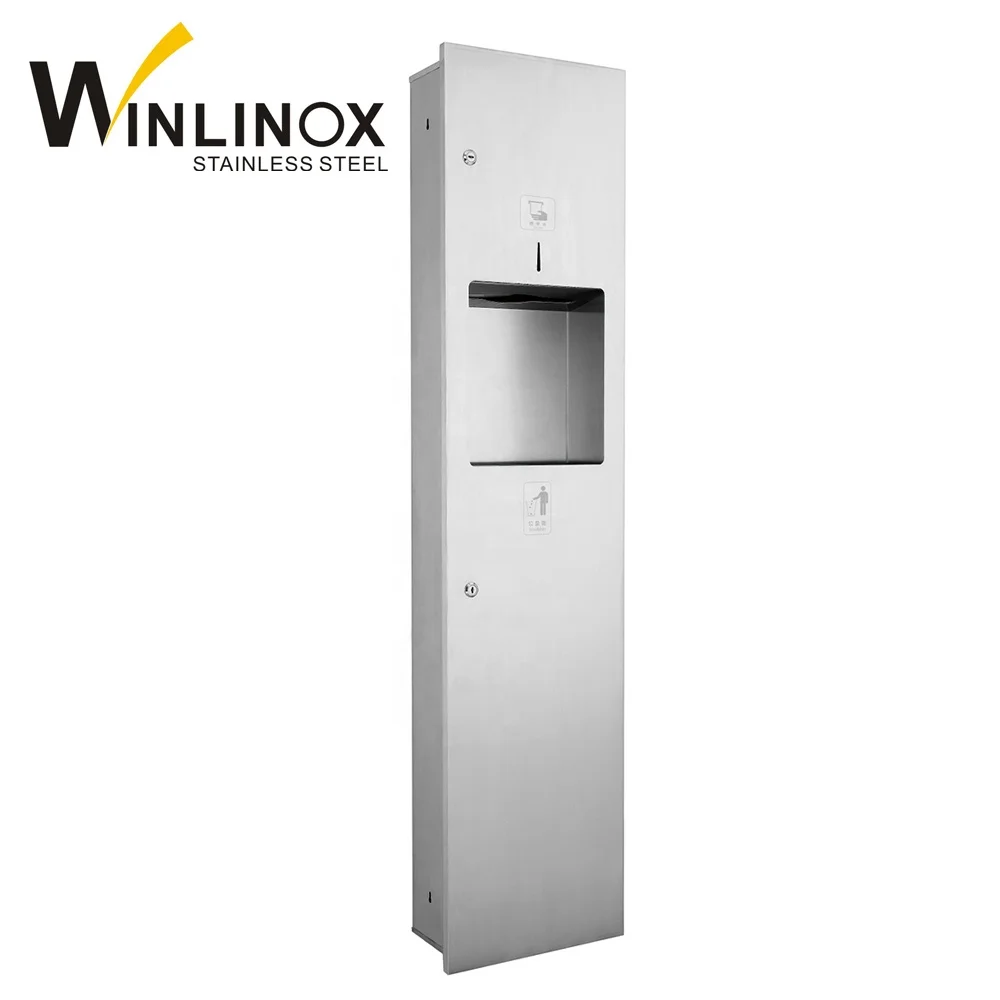 Commercial Public Toilet Washroom Accessories Large Capacity Hand Towel Dispenser with Trash Can