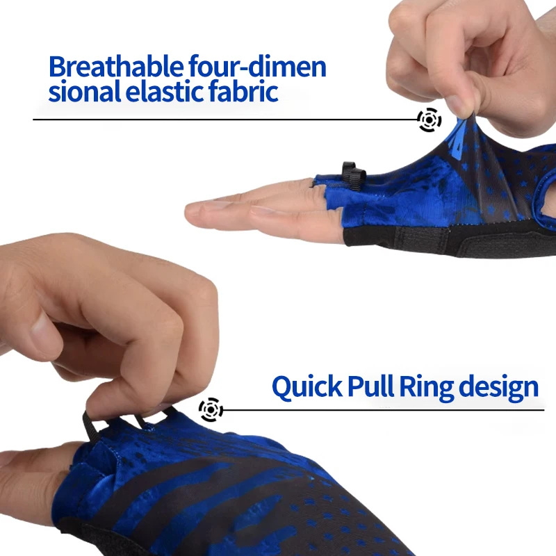 Outdoor Manufacture Custom logo Fingerless Fish Gloves Non-Slip Breathable Outdoor Gloves Half Finger Running  Gloves