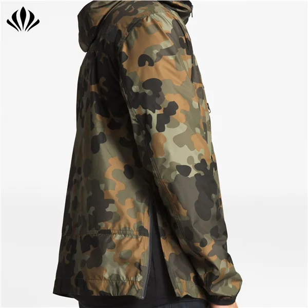 2020 Spring New Line Custom Logo Workout Side Zip Men Crew Run Wind Hooded Anorak with Chest Pocket Camo Male Windbreaker Jacket