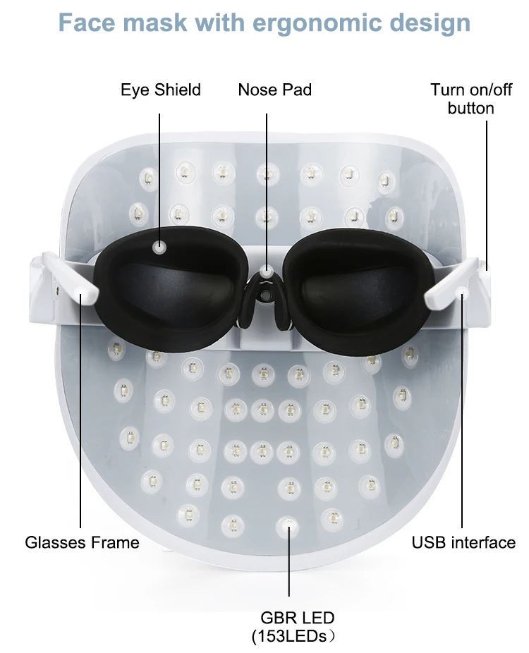 Wireless Infrared Beauty Red Light Therapy Photon Mask Face Ultralight 156g 7 colors Led Infrared Facial Mask for home use