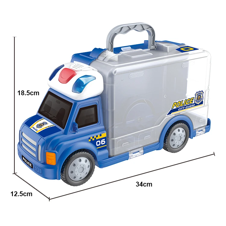 2021 new design  Interesting boys B/O crashing stunt police car toy with 6 trailer set car toys
