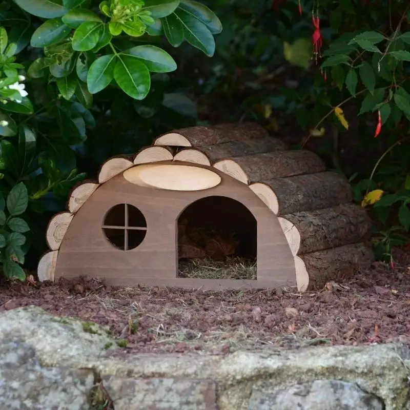 Outdoor Garden Hedgehog Shelter Home Wooden Hedgehog Hibernation House Pet Cage Manufacturer
