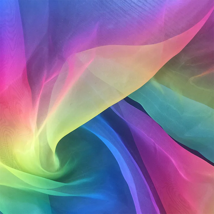 China Factory cheap price Embroidered organza fabric,cheap organza fabric roll ,flower wrapping cheap rainbow organza fabric