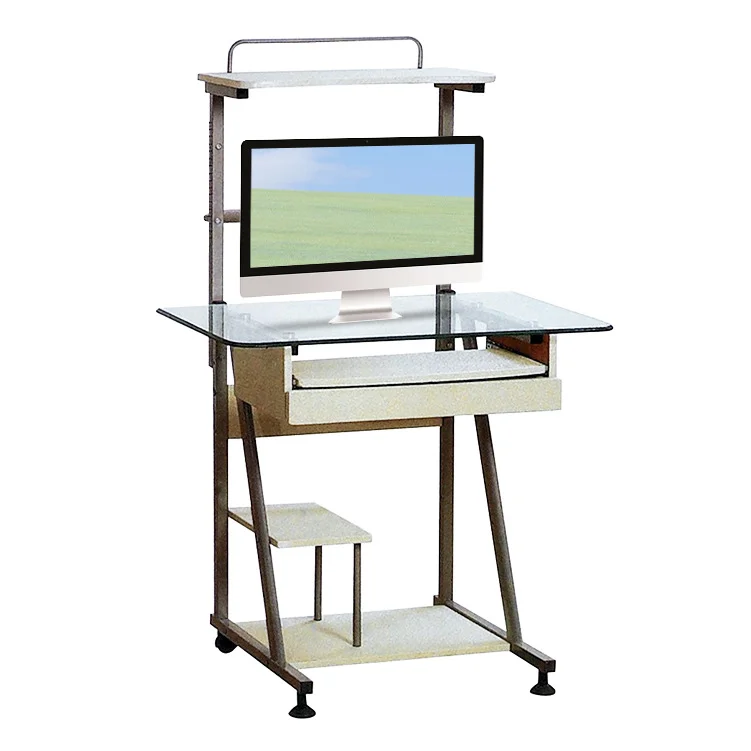 glass room table glass desk cheapest office glass tablet metal promotion table particle board metal frame with print board