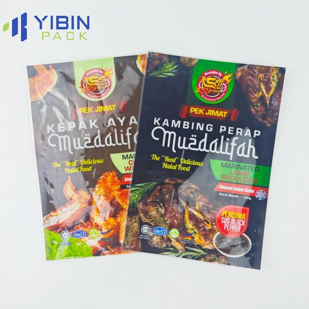 Custom frozen food packaging resealable food grade laminate plastic bags for frozen Samousa Dumplings Meat Steak Fish