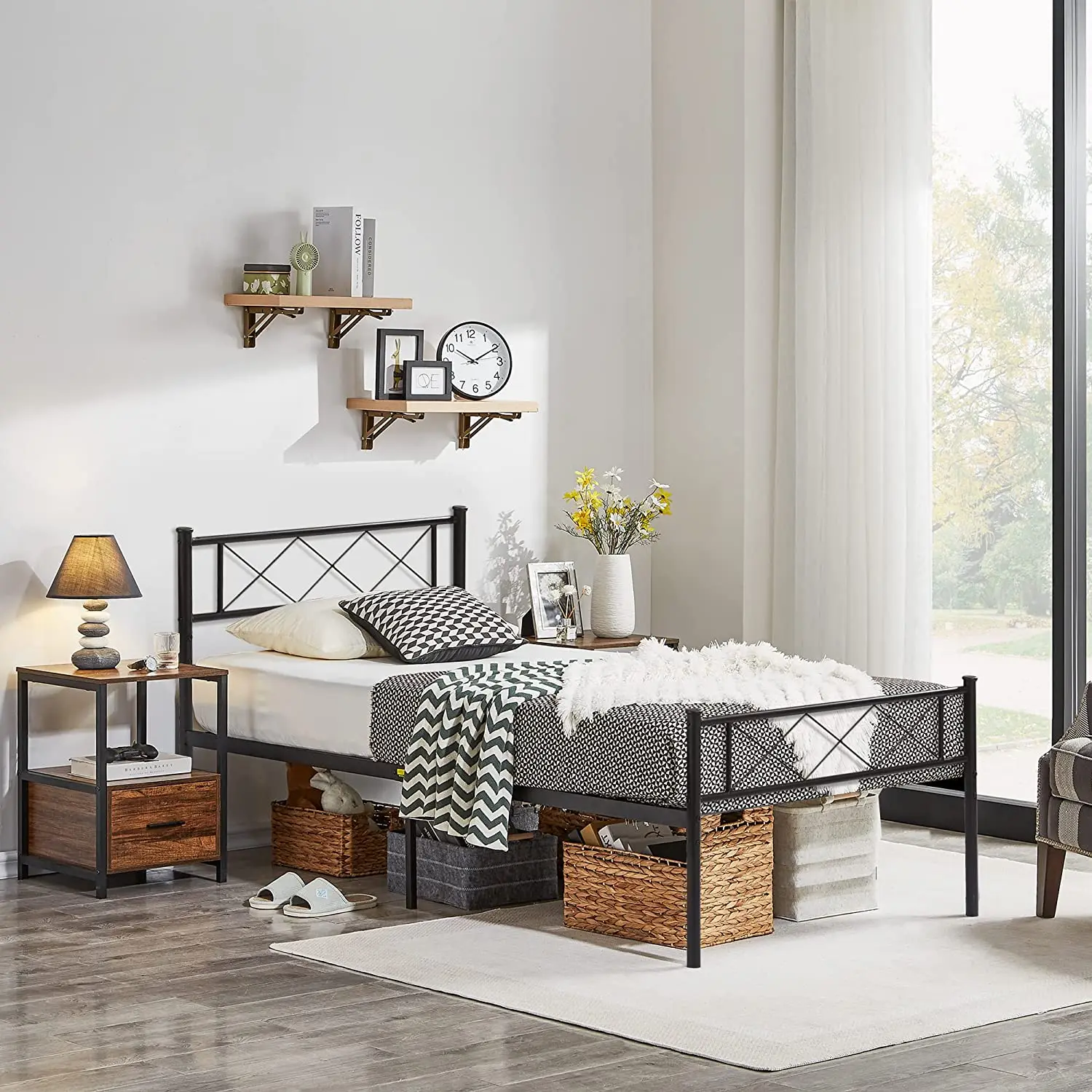 Queen Twin Full Double Size Steel Metal Platform Base Folding Bed Frame Mattress Foundation Portable Camas