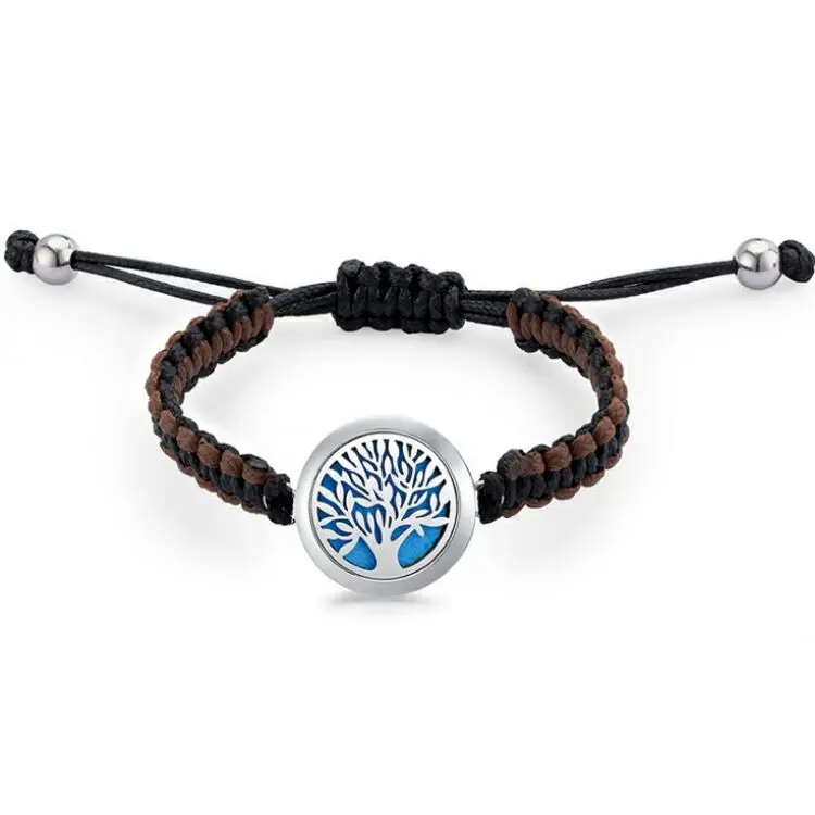 Essential Oil Locket Aromatherapy Leather Diffuser Bracelet Stainless Steel Bracelet