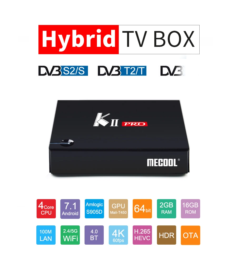  Videostrong OEM оригинальный поставщик KII Pro DVB S2 + T2 двухъядерный S905 цифровой 4K спутниковый
