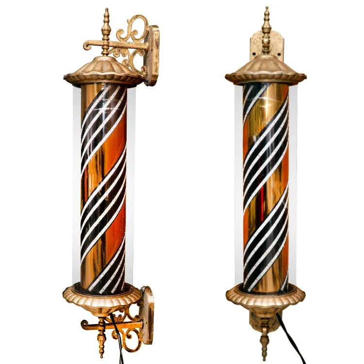 Barber Pole Classic Hair Salon Barber Shop Sign Rotating Illuminated LED Lamp Outdoor Waterproof Barber Pole