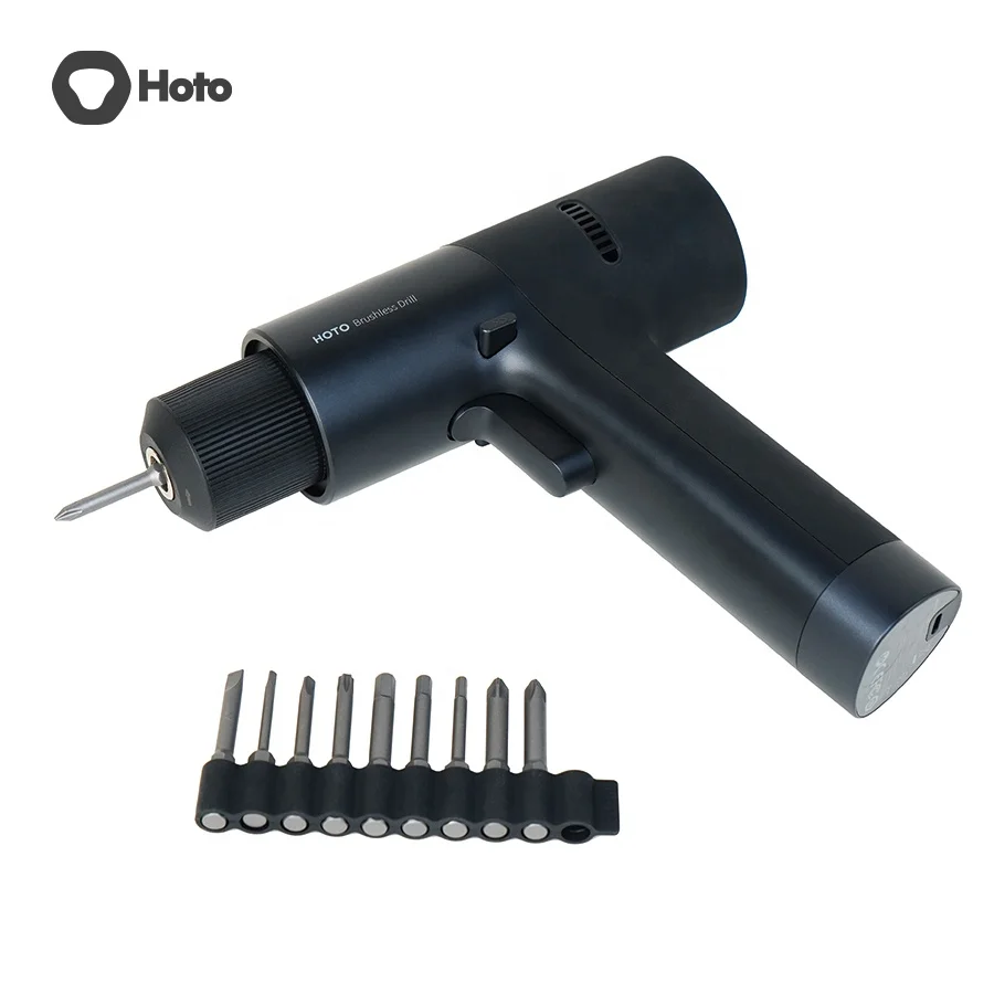 HOTO High Capacity Lithium Battery Pulse or Self-selecting Dual Mode Cordless 10 Bits 8 Drills Power Drill Kit