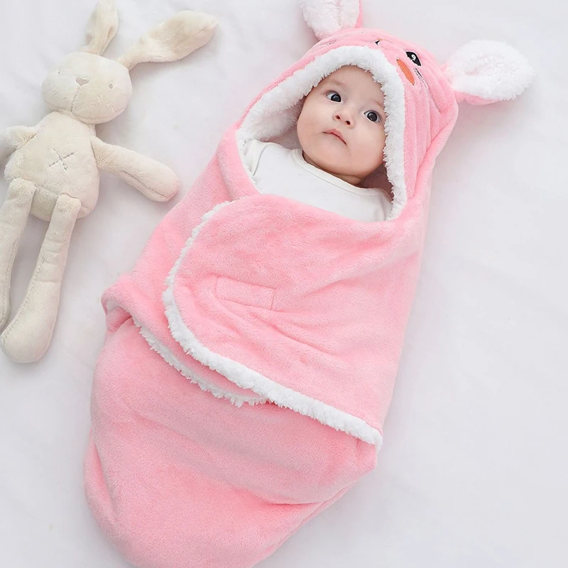 Baby Swaddle Winter Warm Super Soft Baby Cute Plush Fleece Swaddle Newborn Baby Sleeping Bag