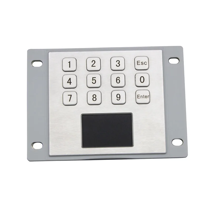 Waterproof 12-key metal numeric keypad with optical touchpad
