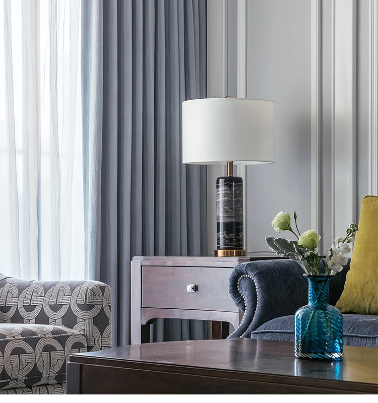 Top Quality Steel Marble Base Luxury Nightstand Bedside Modern Table Lamp For Reading Room or Bedroom