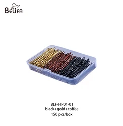 150 шт./коробка для хранения, золотые и черные волнистые заколки-невидимки для волос, u-образные металлические заколки для волос