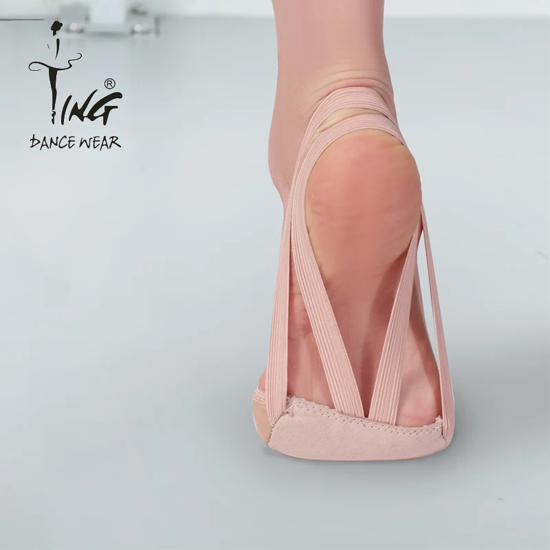 Wholesale Custom Artistic Gymnastics Shoes for Girls Soft Ballet Leather Upper with Microfiber Lining Half Soles Dance Practice