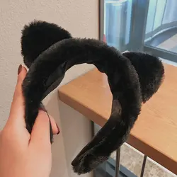 Warm Hairband Lady Face Washing Cute Cat Ear Wide Edge Plush Makeup Fluffy Winter