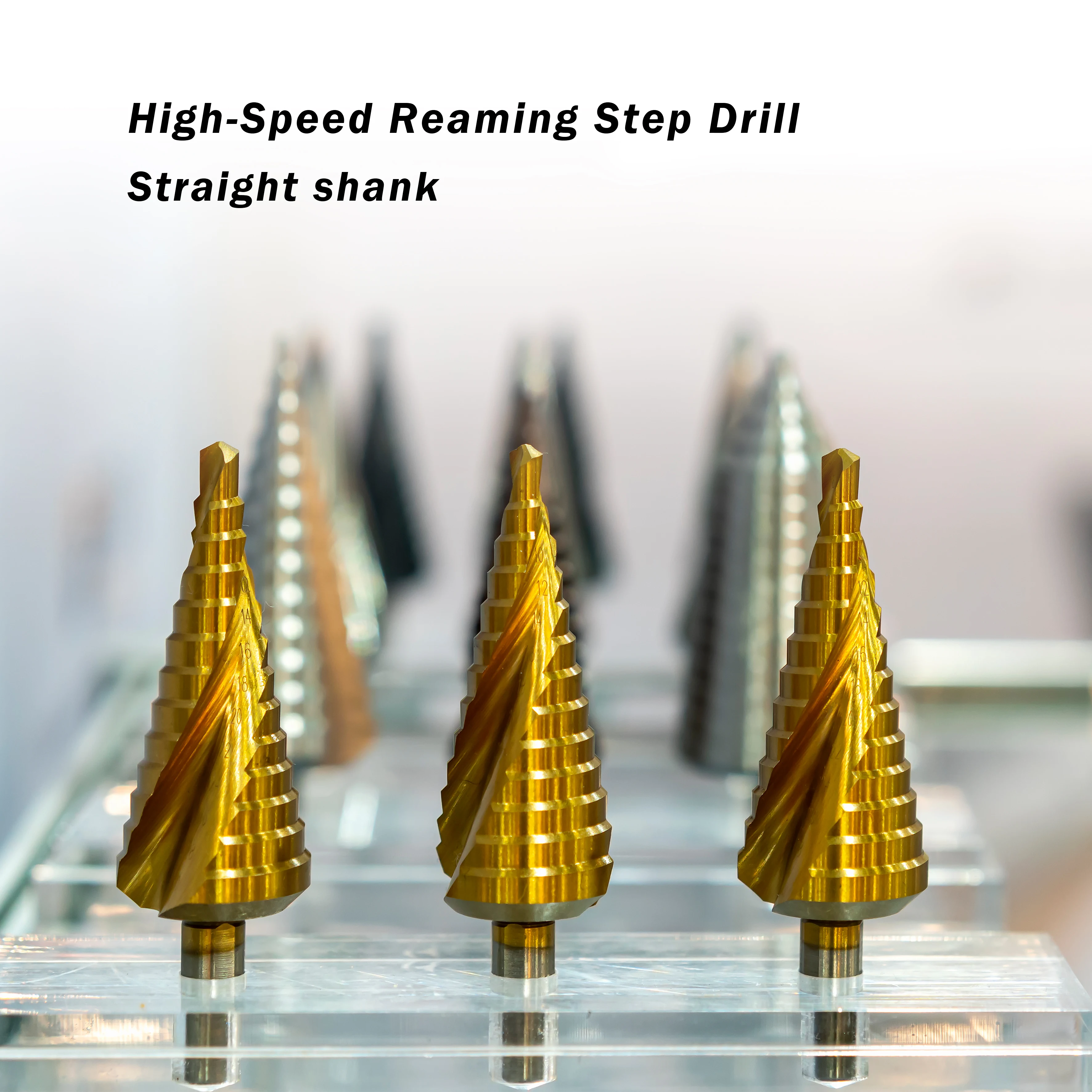Hss Straight Groove Step Drill Bit Titanium Coated Wood Metal Drilling Tools Carbide Step Drill Bit