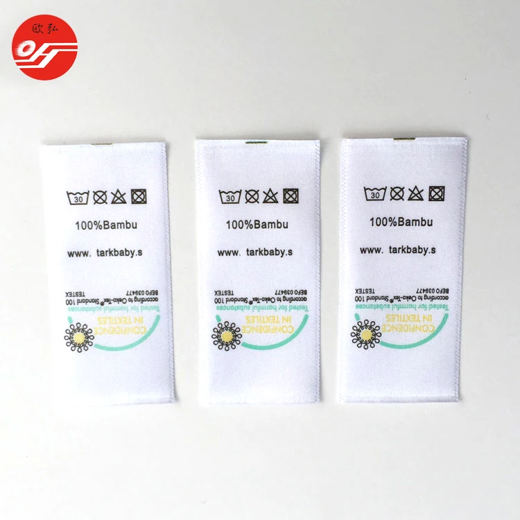 Garment Accessories silk screen printing custom washing care  satin label for clothing