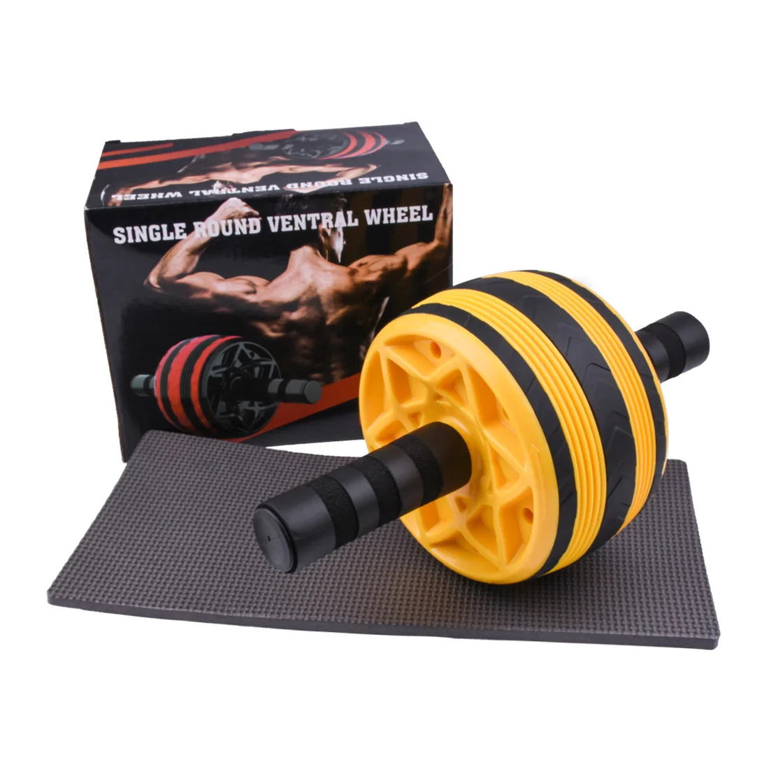 Double wheel men women abdominal trainer wheel foam grips Wheel Rollers for indoor gym