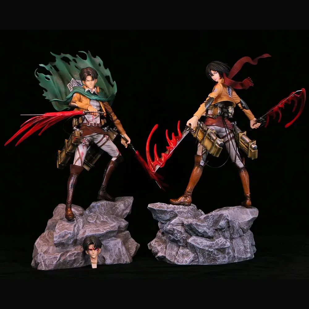Anime Attack on Titan Captain Levi Mikasa Ackerman Action Model PVC Figure For Fans Collection
