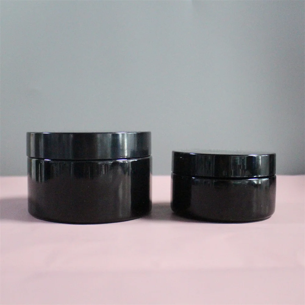 5ml 10ml 15g 30g 50g 60g 100g 120g 200g 250g 500g width mouth UV black dark violet bottle glass jar with screw lid