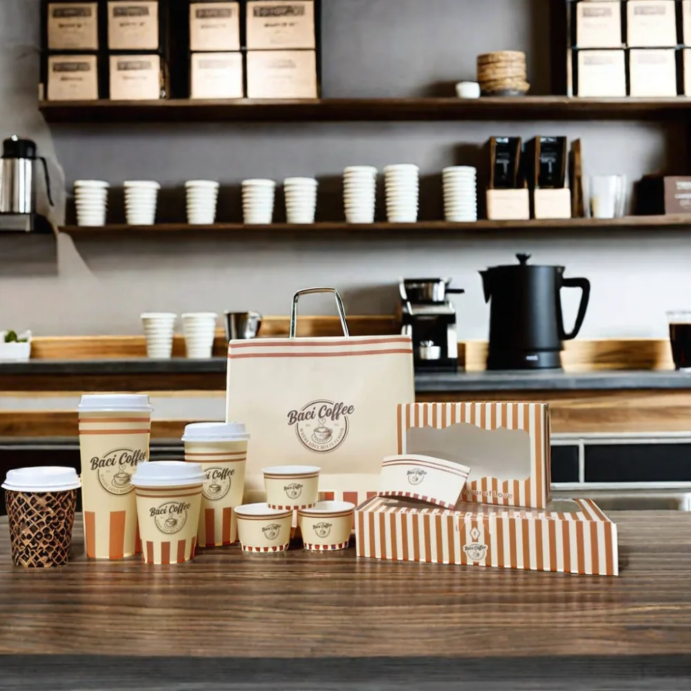 AT PACK Coffee Cup Custom Printed Black 8Oz 12Oz 16Oz 20Oz Cup For Drink Disposable Cafe Cups With Lids