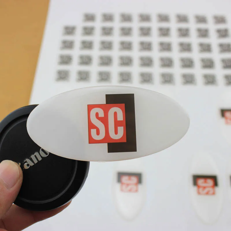 High quality eco-friendly soft crystal clear strong glue oval epoxy sticker with strong adhesive