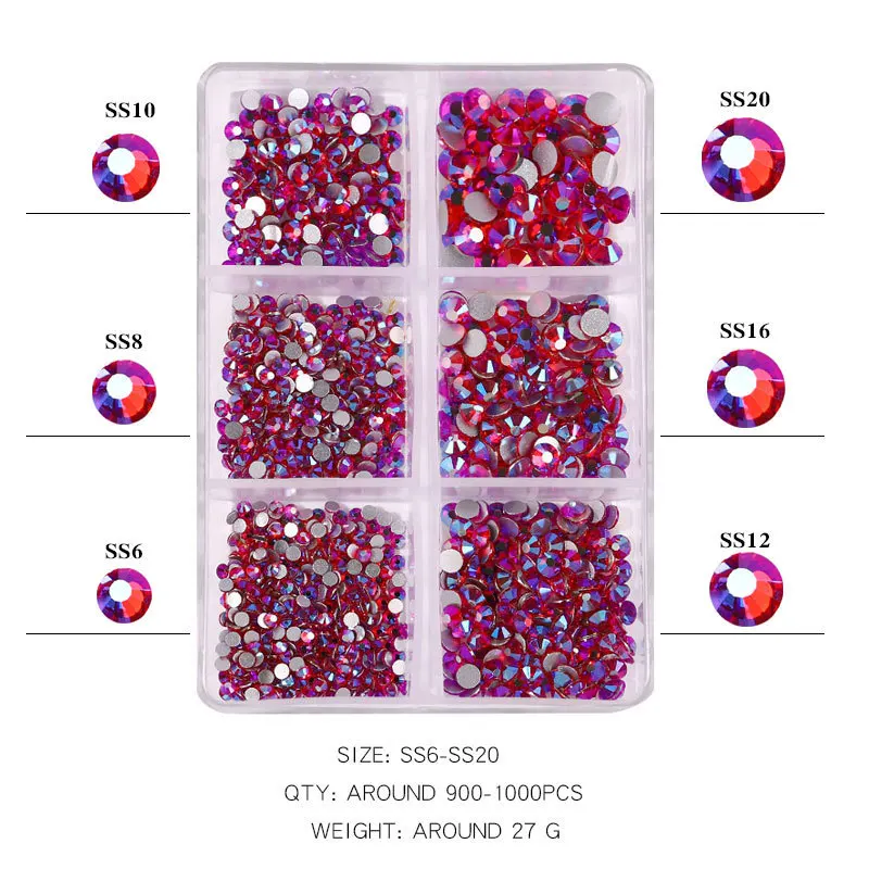 New Wholesale Fashionable High Quality mix size box Colored Bling Swaroskis Crystal Glass Rhinestones For Nail Art