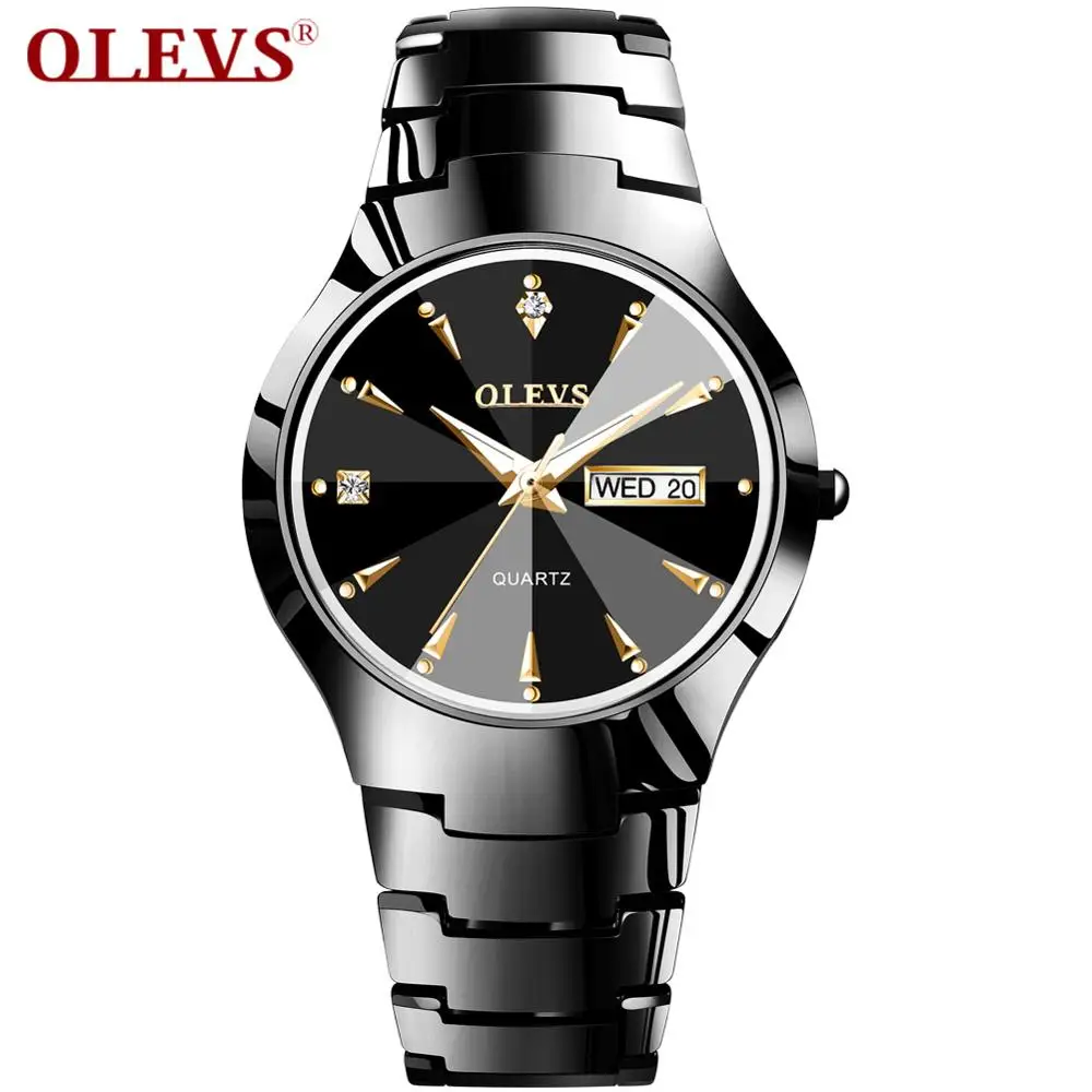 OLEVS 6897 модные наручные часы для влюбленных минималистичные кварцевые со стразами мужчин и женщин с стальным ремешком корпусом из сплава