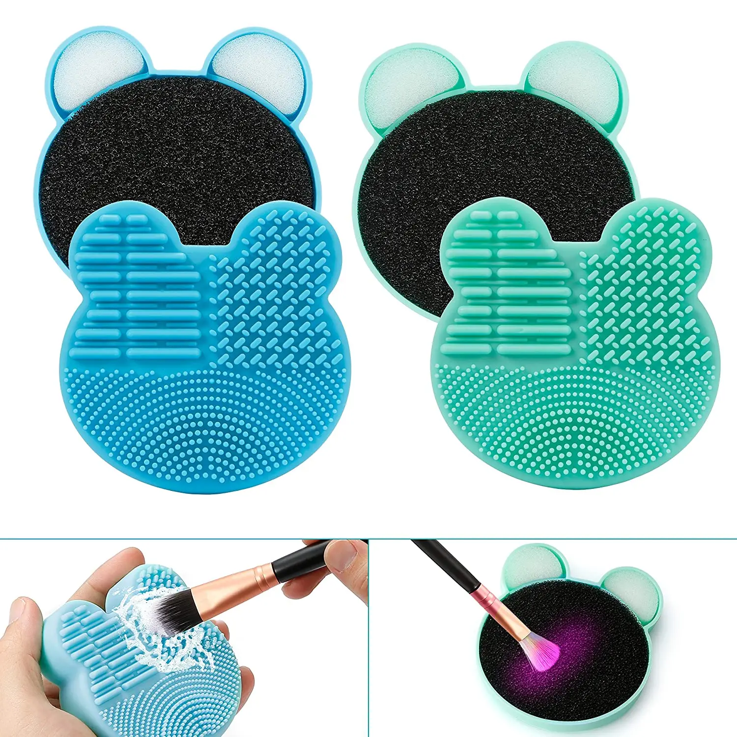 
Popular Cute Women Gift Cleaning Tool Bear Shaped Silicone Multi Texture Surface Makeup Make Up Brush Cleaner 
