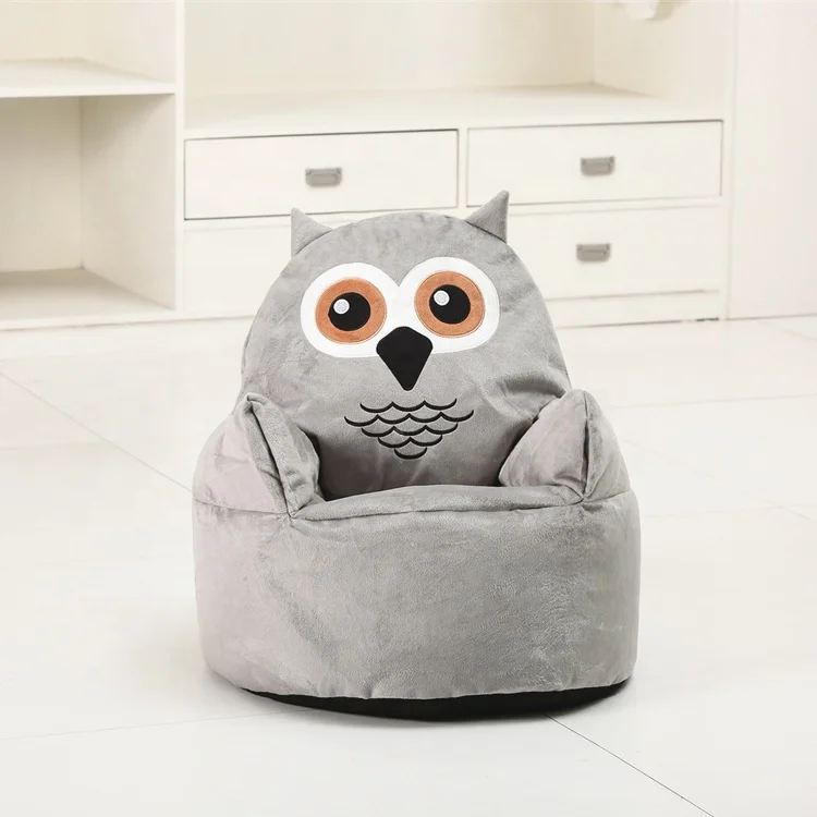 Soft velvet cute animal design armchair cover kids bean bag sofa