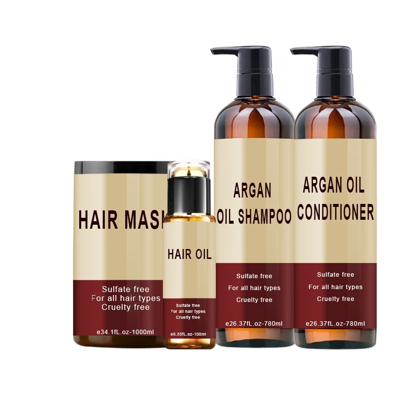 OEM private label hair oil natural organic argan oil custom shampoo and conditioner for hair care set