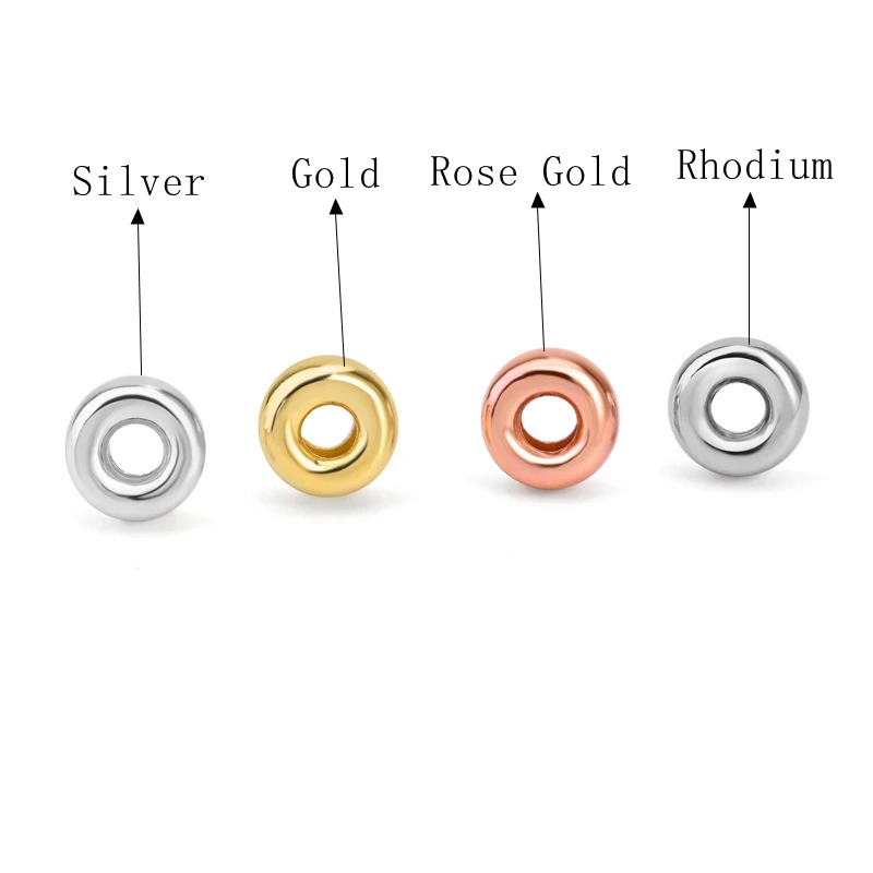 Sterling Real Silver 925 Beads Wholesale Gold Vermeil Spacer Rondell Ball Beads Supplies for Jewelry Bracelet Making