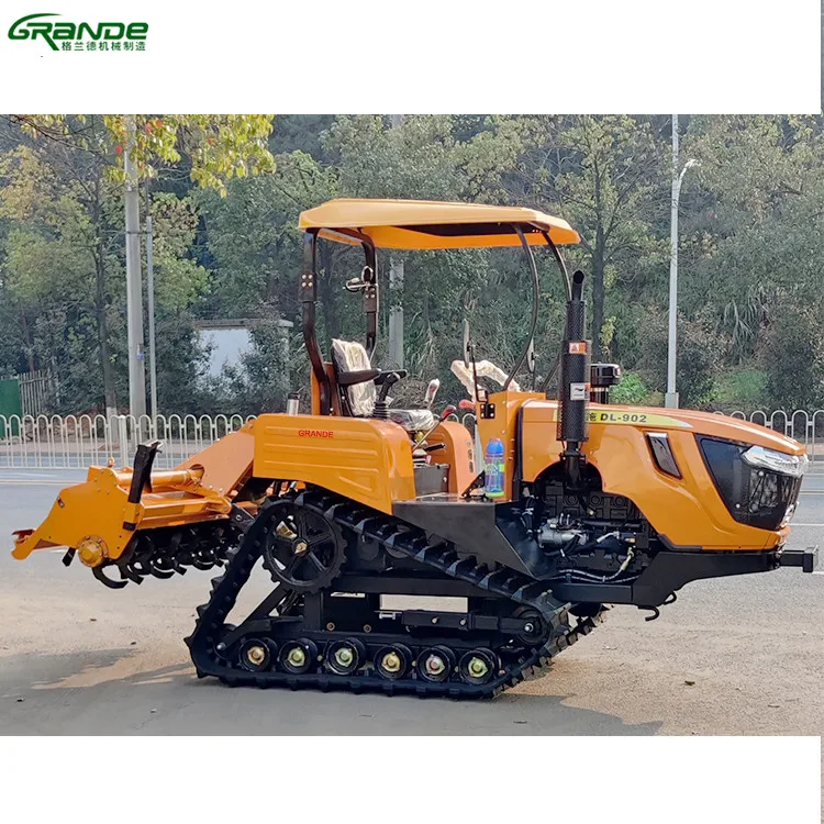 Chinese Brand 90HP Rubber Track Farm Tractor with Rotary Tiller for Sale