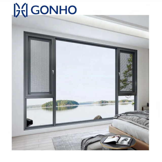 GONHO Professional Manufacturer Design Customizable House Window Door Double Pane Fiberglass Hung Casement Storm Windows