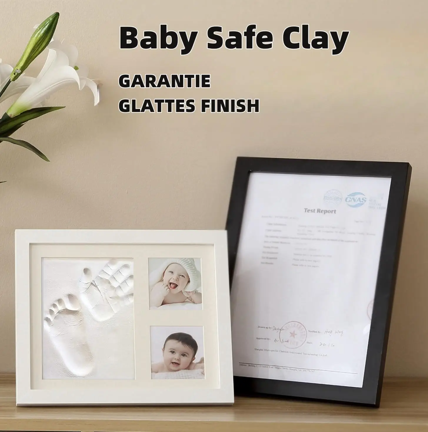 Baby Shower Gift for New Parent Baby Footprint Kit, Baby handprint footprint kit clay, Baby Keepsake Frames gift box for new mom