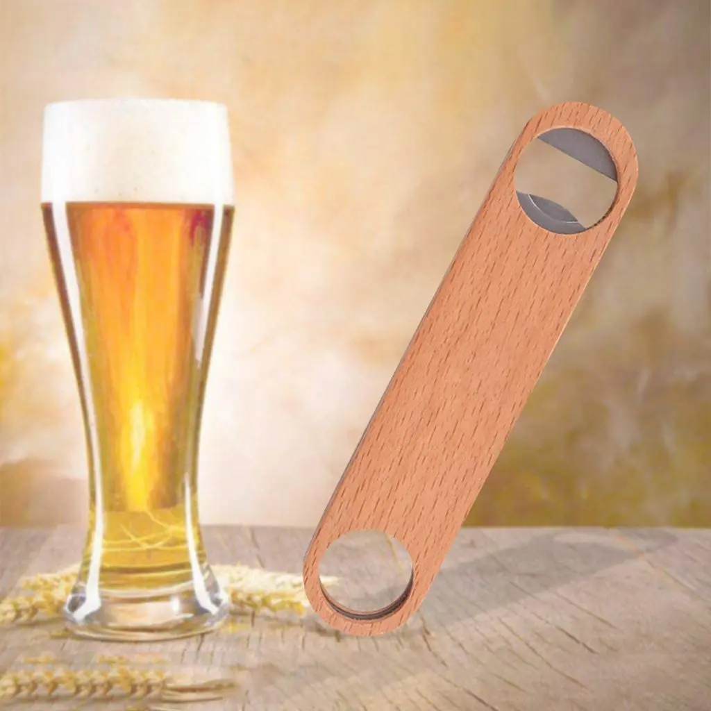 Wholesale Custom logo Promotional Wood Flat Beer Bottle Opener High Quality Vintage Bar Tools Wooden Handle Wine Beer Openers