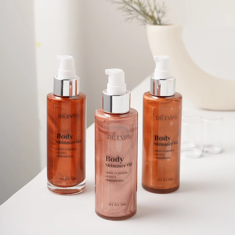 Tanning Shimmer Gold Moisturizing Gel Logo Shiny Oil Highlighter Makeup Glow Liquid Waterproof Gel Face Body Glitter