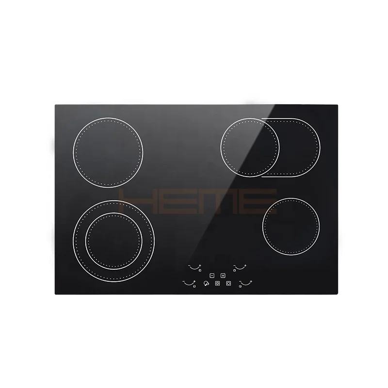 Built-in Kitchen Appliances CE Certificate 4 Burner Glass Panel Ceramic Electric Cooktop With Timer