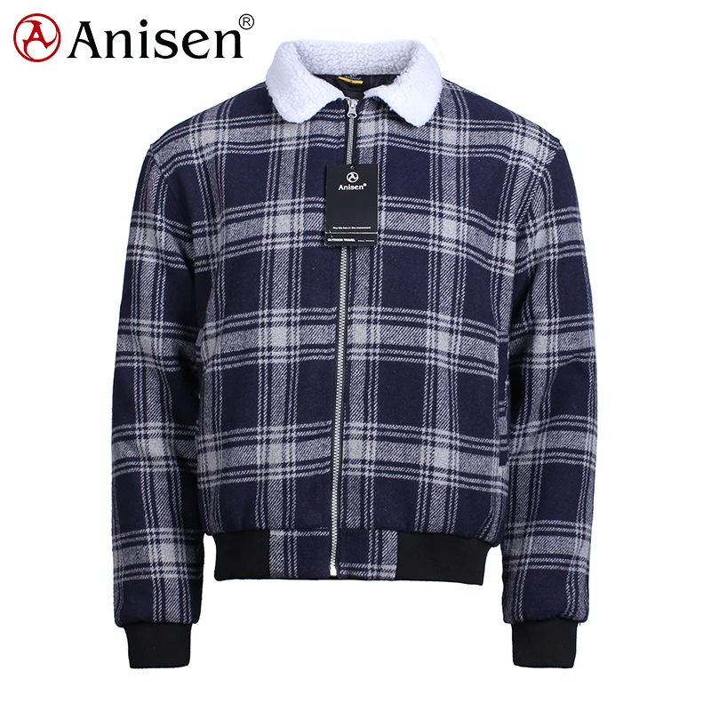 Stock Lots Winter 2020 Custom Cheap Outdoor Men Plaid Hoodies Flannel Fleece Jacket