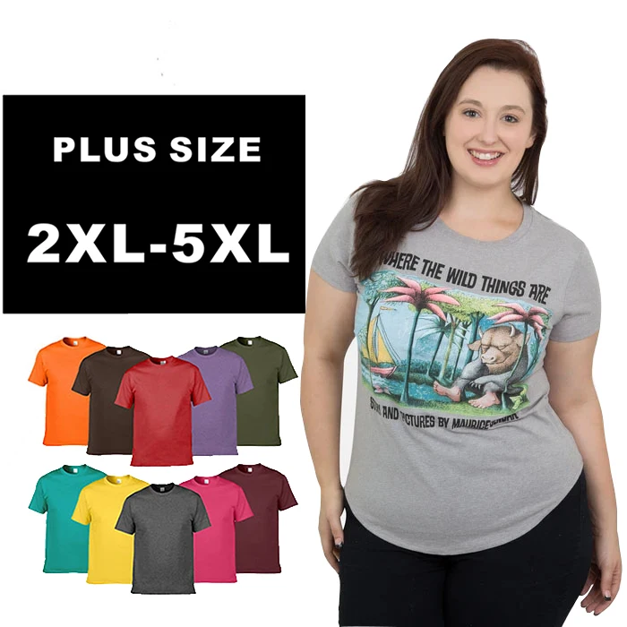 Wholesale Plus Size Women Clothing Fashion Unisex Solid Color Cotton With Logo Custom Logo Printed Oversized Tshirt Women