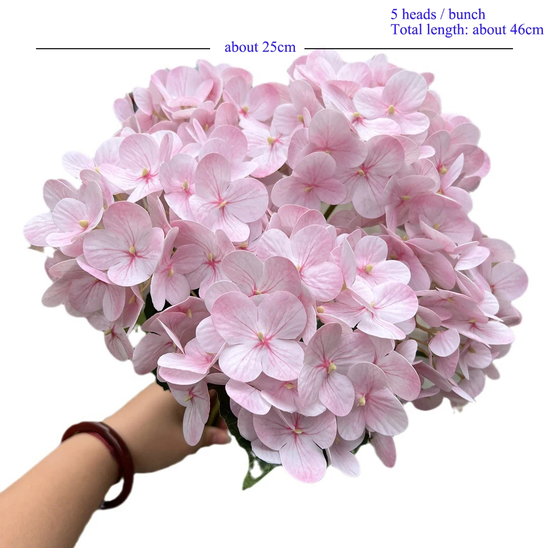 Real Touch Hydrangea Wedding Decoration 3d Hydrangea Flower Large Size 5 Heads Big Artificial Flowers Faux Latex Hydrangea