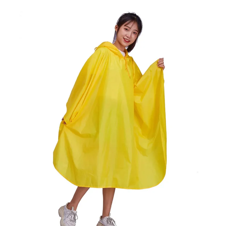 
High quality custom print reflective rain poncho yellow waterproof adult raincoat 
